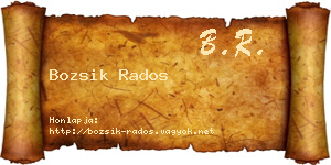 Bozsik Rados névjegykártya